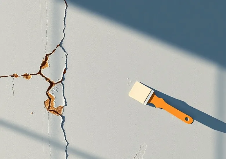 Ponçage et rebouchage des fissures avant mise en peinture