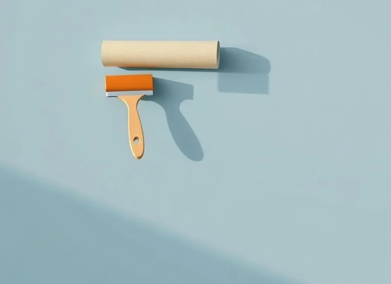 Pose de papier peint, rouleau et brosse à maroufler